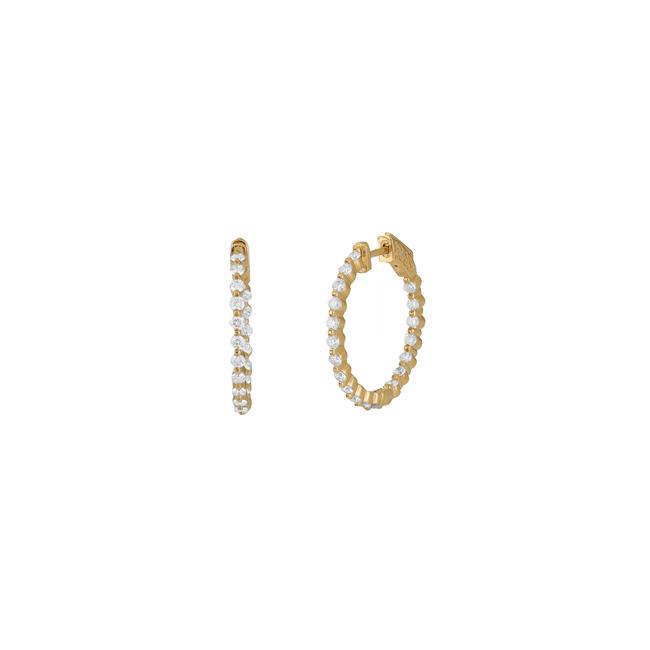 London Collection 18k Yellow Gold Diamond 25mm Hoop Earrings