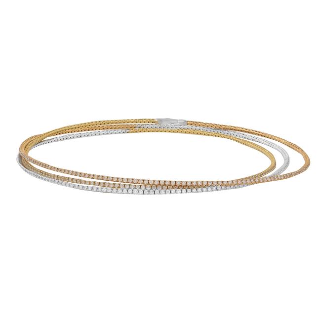 London Collection 18k Tricolor Gold Diamond Wrap Choker Necklace