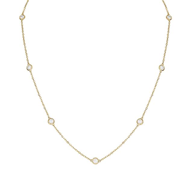 London Collection 18k Yellow Gold Bezel Set 9 Diamond Station Necklace