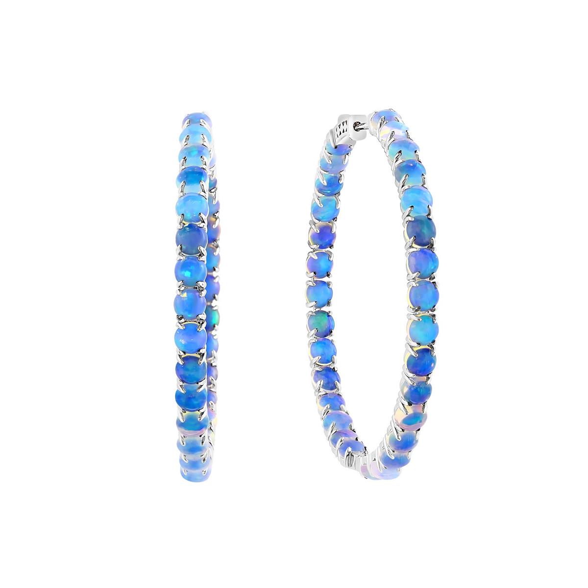 London Collection 18k White Gold Opal Inside/Outside Hoop Earrings