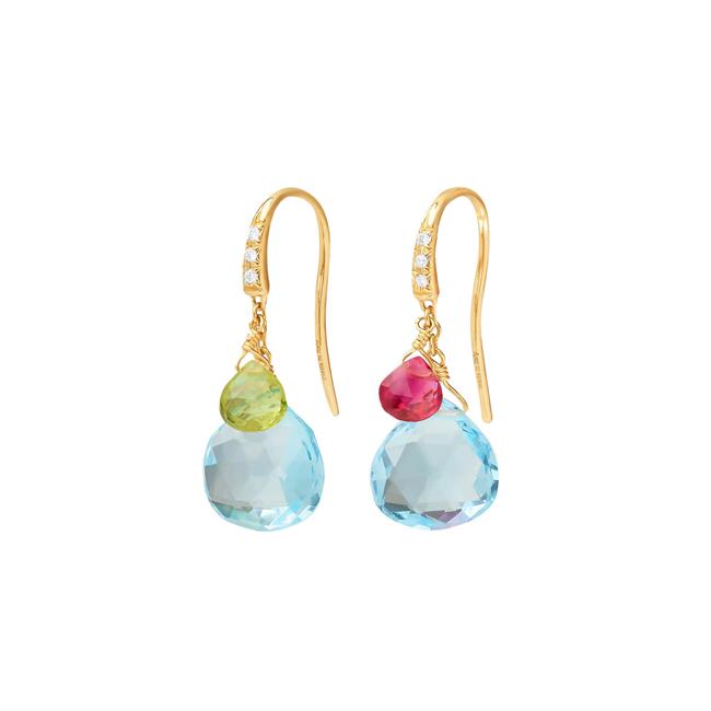 Marco Bicego Paradise 18k Yellow Gold Mixed Gemstone and Diamond Earrings