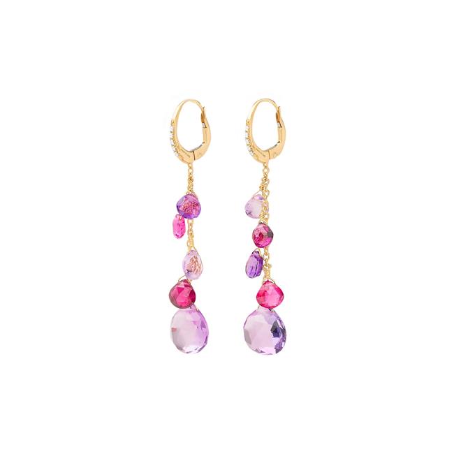 Marco Bicego Paradise Alta 18k Yellow Gold Mixed Gemstone and Diamond Earrings