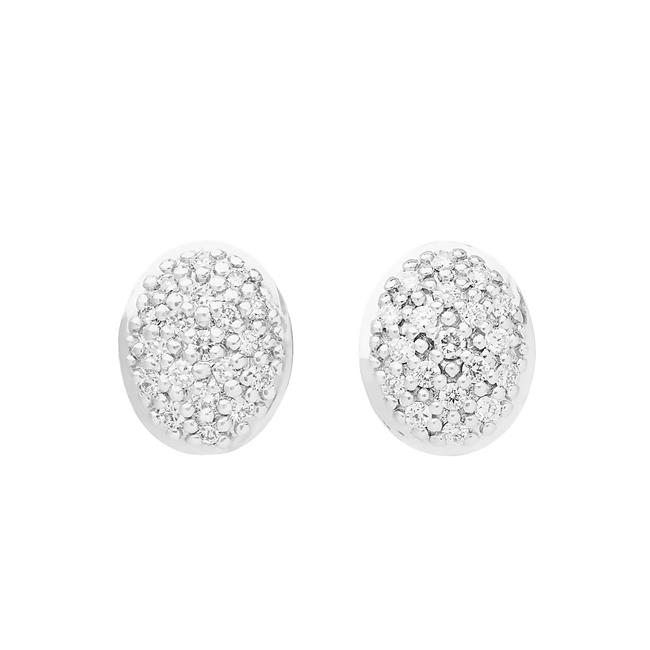 Marco Bicego Siviglia 18k White Gold Pave Diamond Stud Earrings