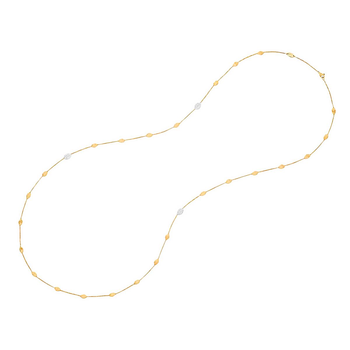 Marco Bicego Siviglia 18k Yellow Gold Diamond Long Bean Chain Necklace