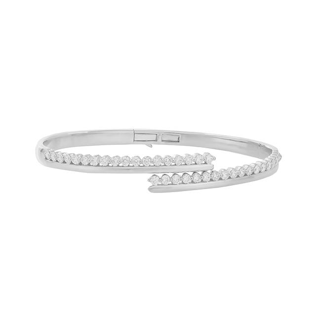London Collection 14k Gold Round Diamond Bypass Bracelet