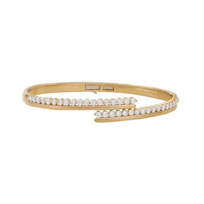London Collection 14k Gold Round Diamond Bypass Bracelet