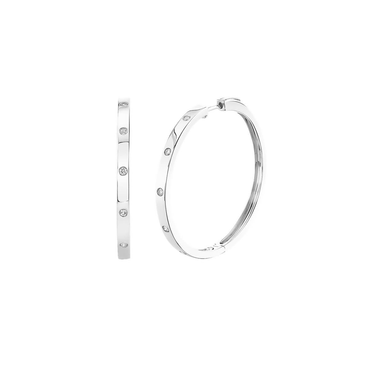 London Collection 14k Gold Diamond Large Hoop Earrings