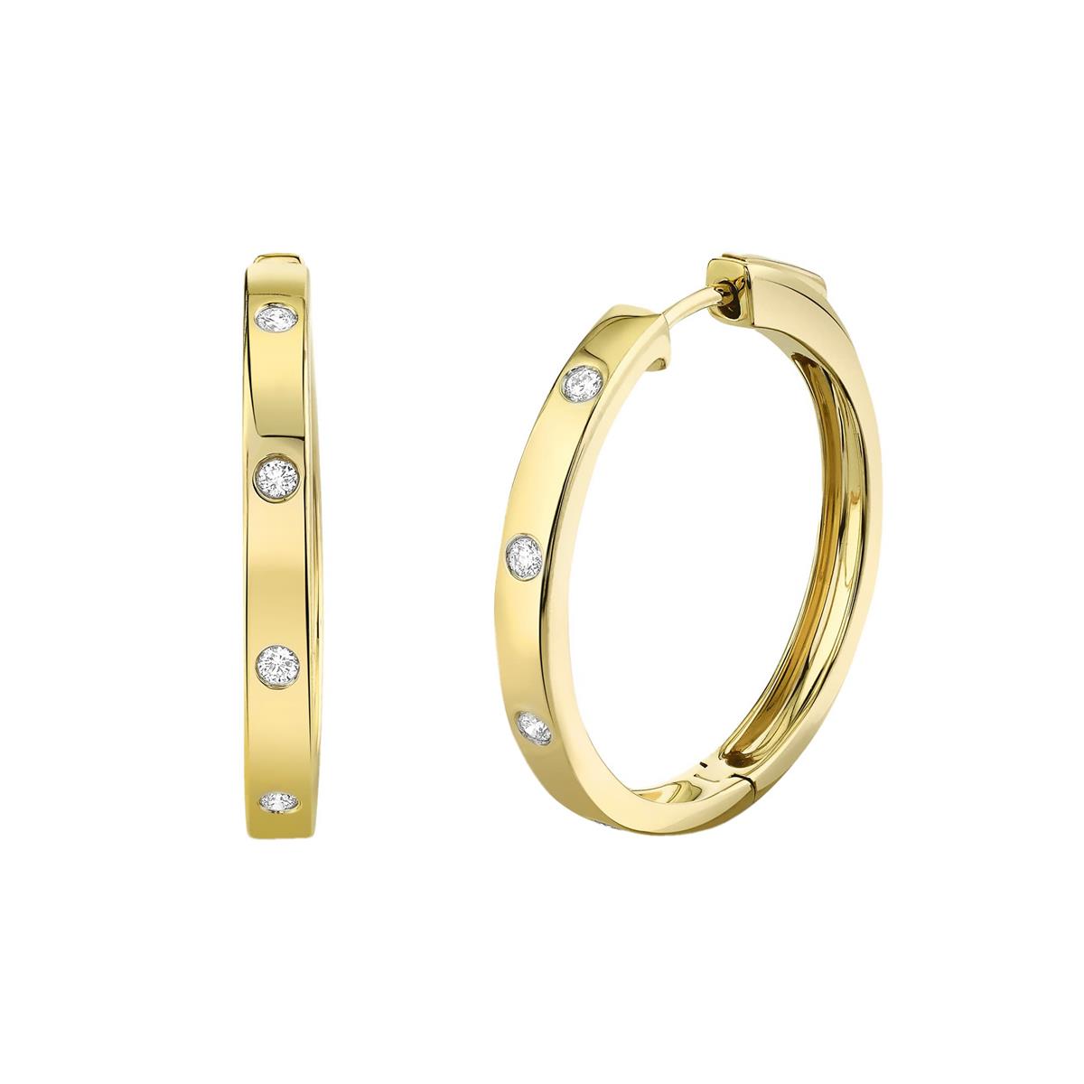 London Collection 14k Gold Diamond Small Hoop Earrings