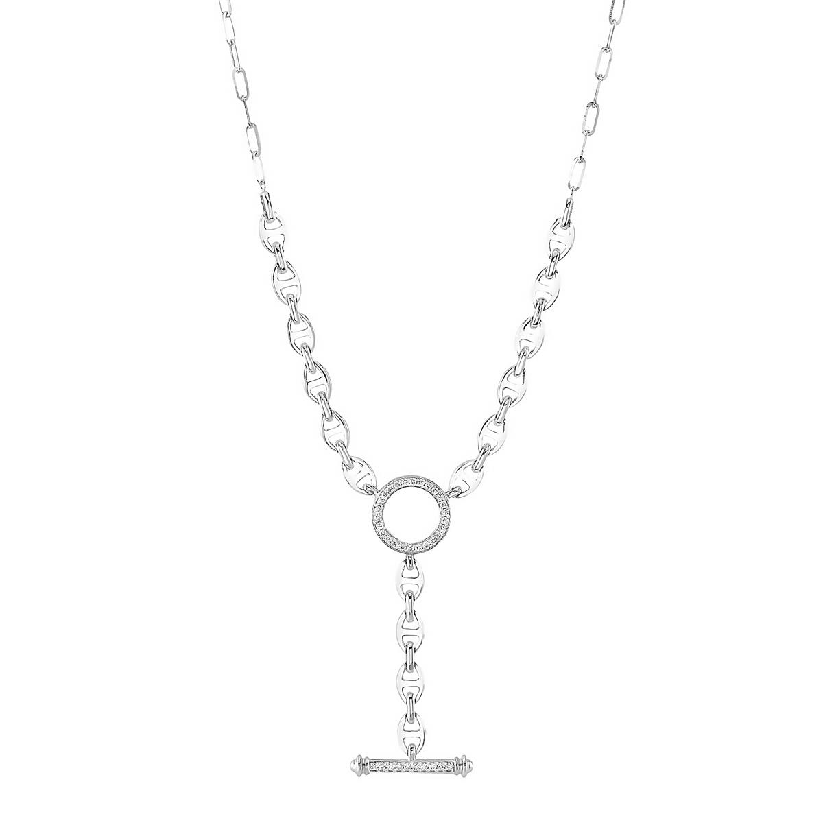 London Collection 14k Gold Diamond Circle Lariat Necklace