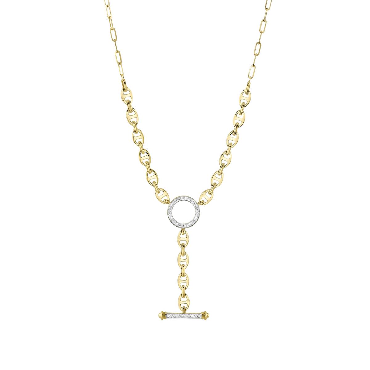 London Collection 14k Gold Diamond Circle Lariat Necklace