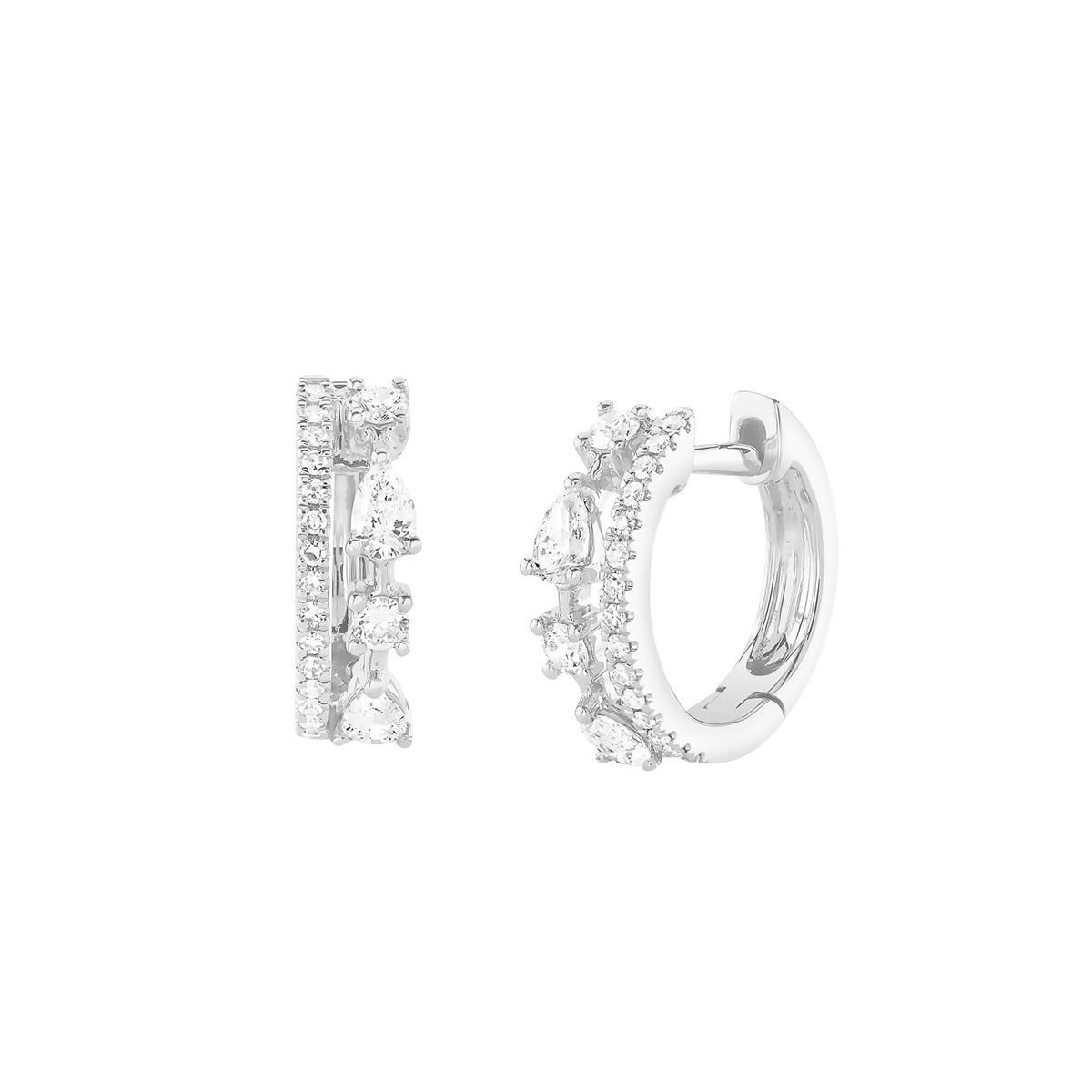 London Collection 14k Gold Two Row Huggie Earrings