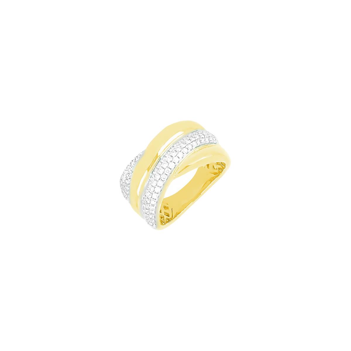 London Collection Two Tone Diamond Criss Cross Ring