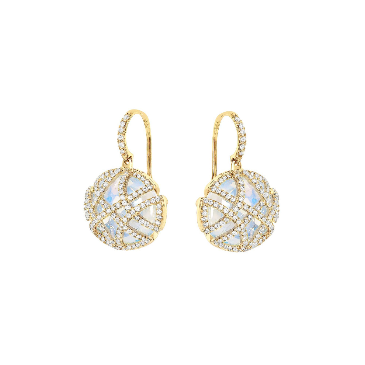 Goshwara Freedom 18k Yellow Gold Rock Crystal Diamond Cage Earrings