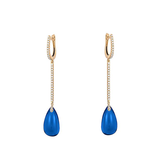 Goshwara Naughty 18k Yellow Gold London Blue Topaz Drop Earrings