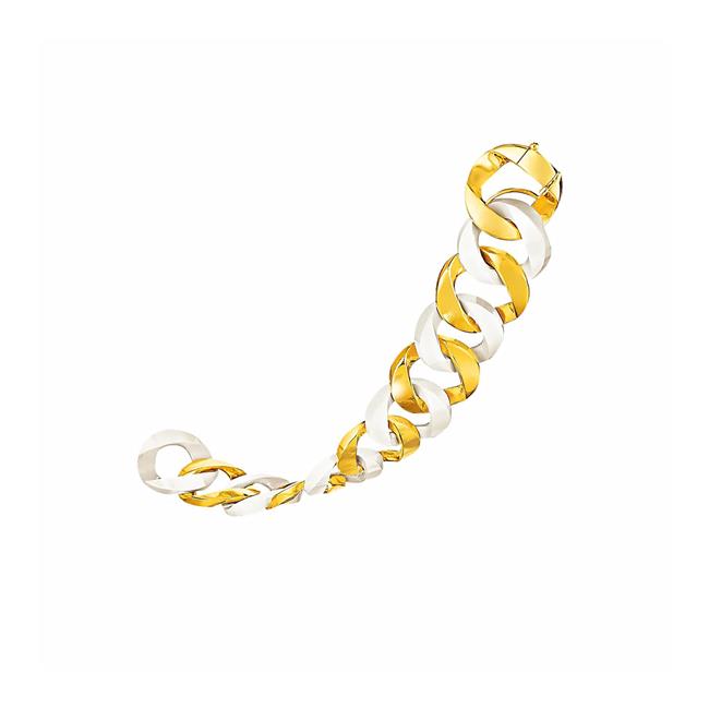 Verdura 18k Yellow Gold White Ceramic Curb Link Bracelet