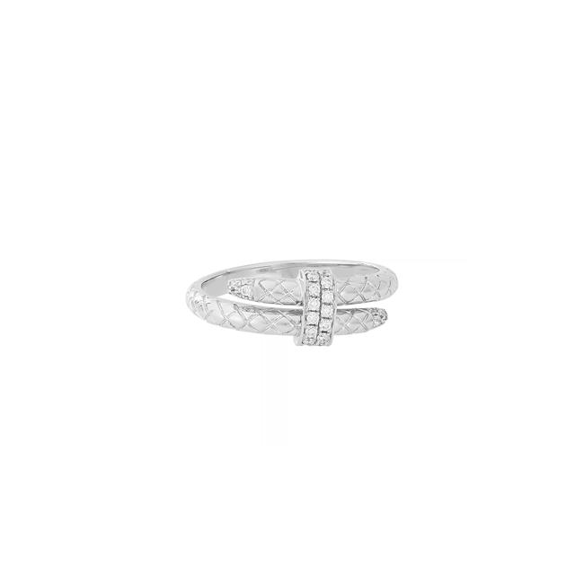 London Collection 18k White Gold Round Diamond Overlap Ring