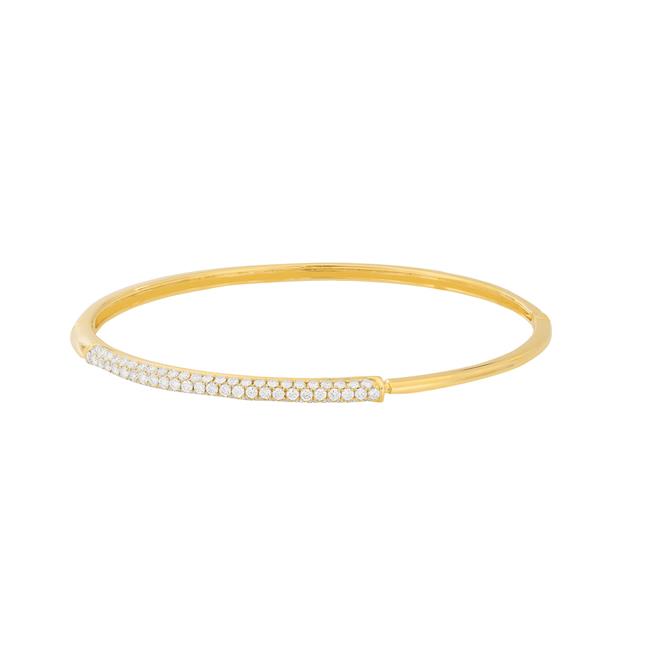 London Collection 18k Gold Half Round Diamond Bangle Bracelet