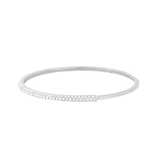 London Collection 18k Gold Half Round Diamond Bangle Bracelet