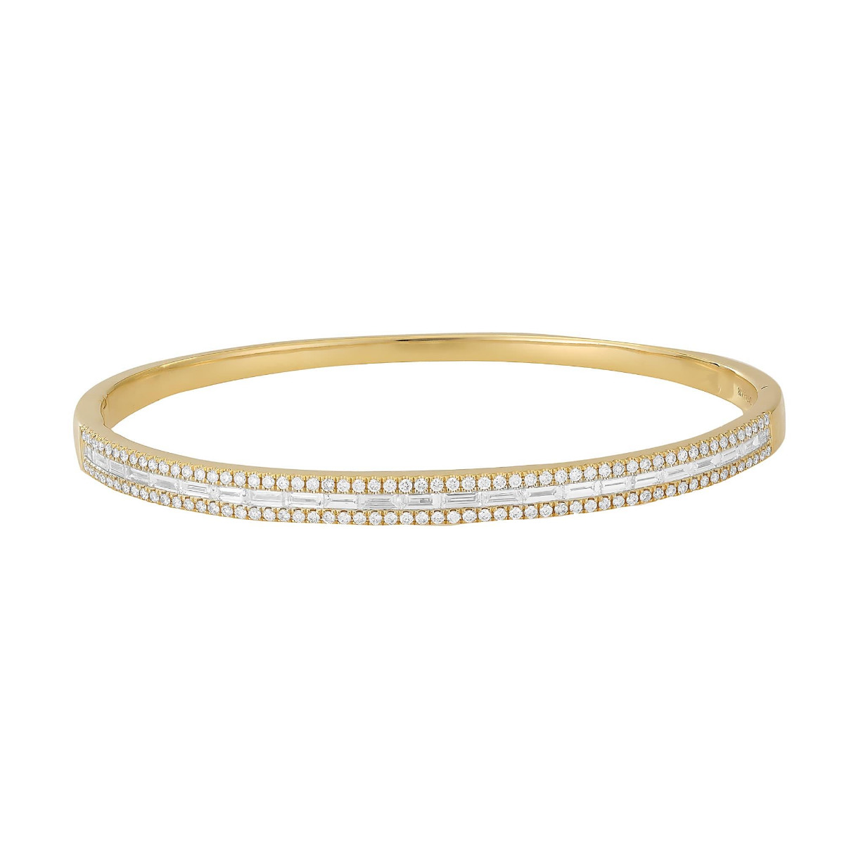 London Collection 18k Gold Round and Baguette Diamond Bangle Bracelet