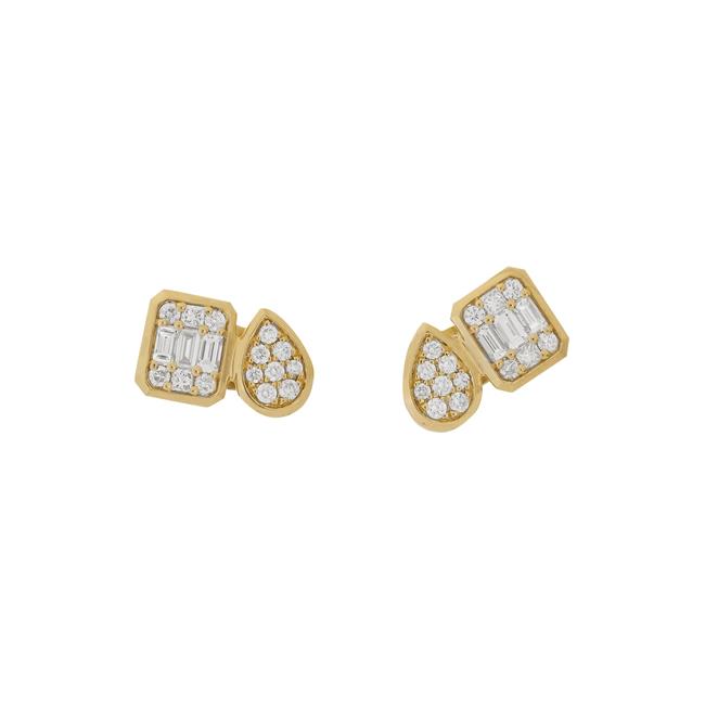 London Collection 14k Yellow Gold Duo Pear and Emerald Mosaic Earrings