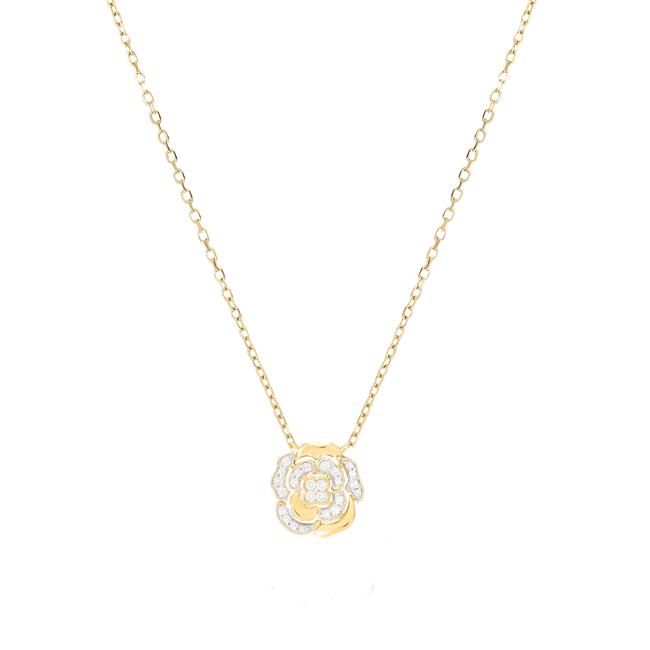 London Collection 14k Yellow Gold Flower Necklace