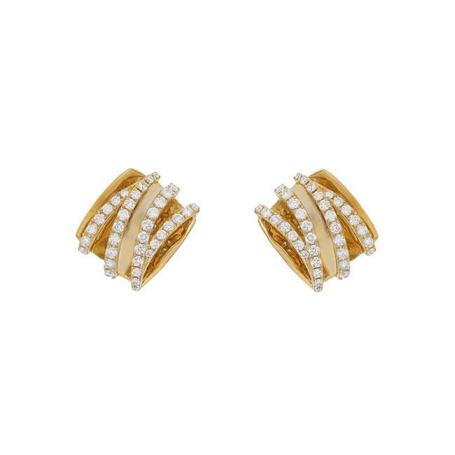 London Collection 14k Yellow Gold Zigzag Box Earrings
