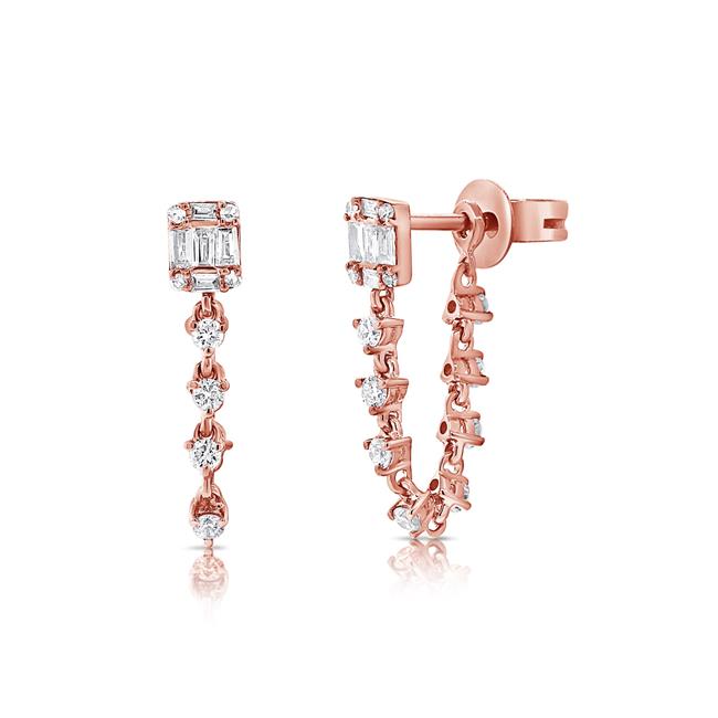 London Collection 14k Rose Gold Diamond Drop Duster Earrings