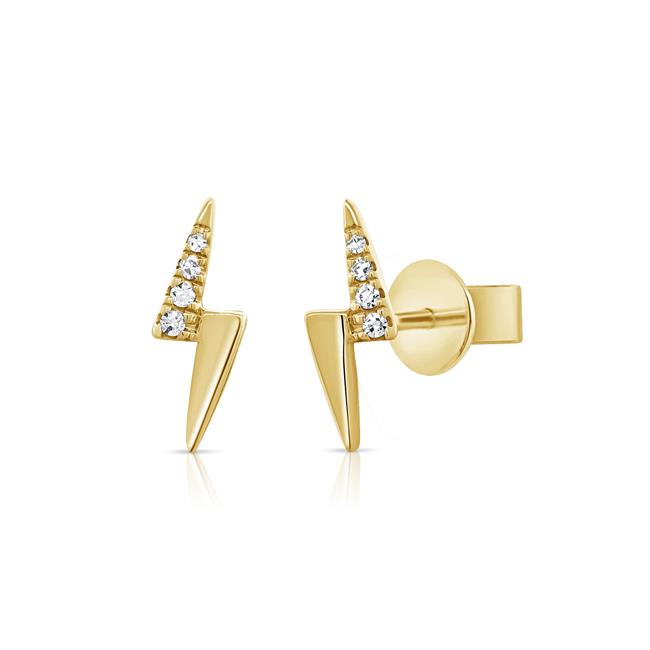 London Collection 14k Yellow Gold Lightning Bolt Diamond Earrings