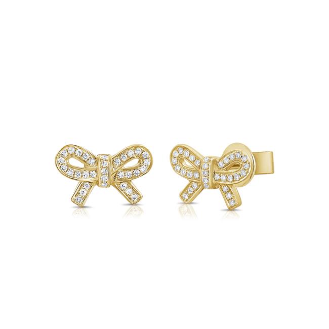 London Collection 14k Gold Diamond Bow Earrings