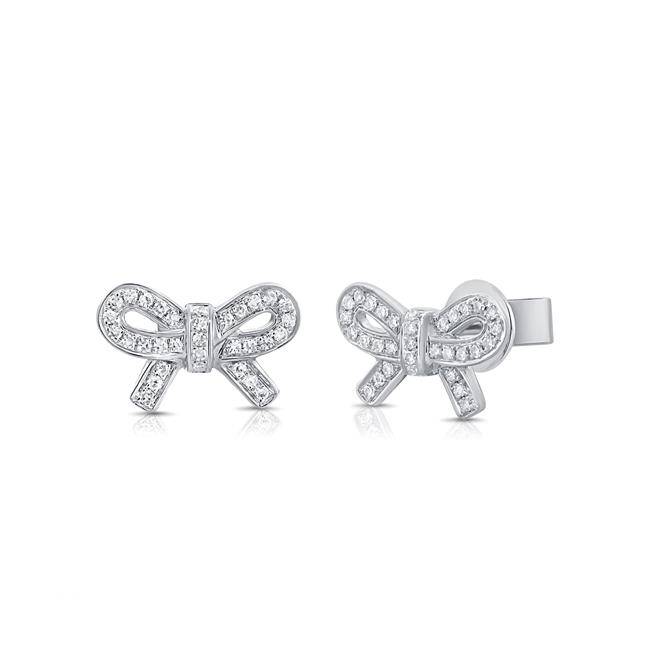 London Collection 14k Gold Diamond Bow Earrings