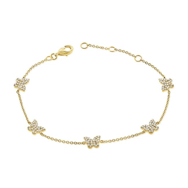 London Collection 14k Yellow Gold Station Butterfly Diamond Bracelet