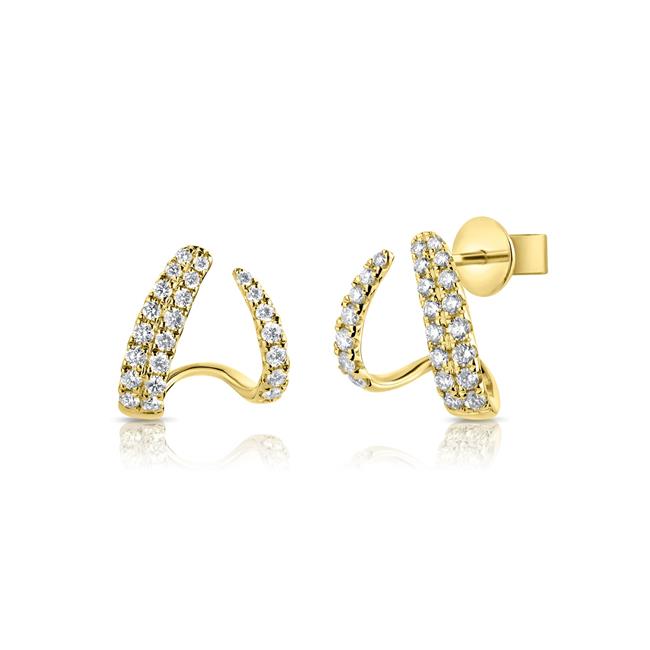 London Collection 14k Gold Open Pave Diamond Huggie Earrings