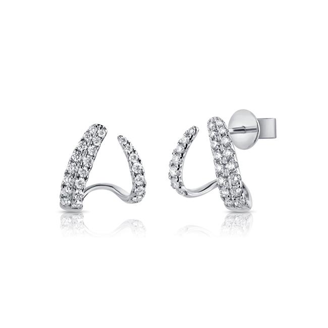 London Collection 14k Gold Open Pave Diamond Huggie Earrings