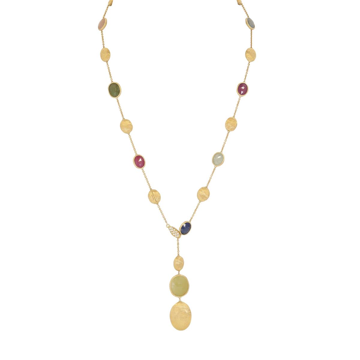 Marco Bicego Siviglia 18k Yellow Gold Mixed Sapphire & Diamond Lariat Necklace
