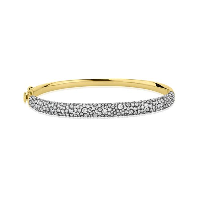London Collection 14k Yellow Gold Black Gold Diamond pave Cuff Bracelet