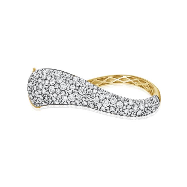 London Collection 14k Yellow and Black Gold Curved Cuff Bracelet