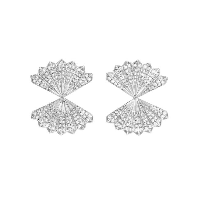 Anita Ko 18k White Gold Diamond Large Fan Stud Earrings