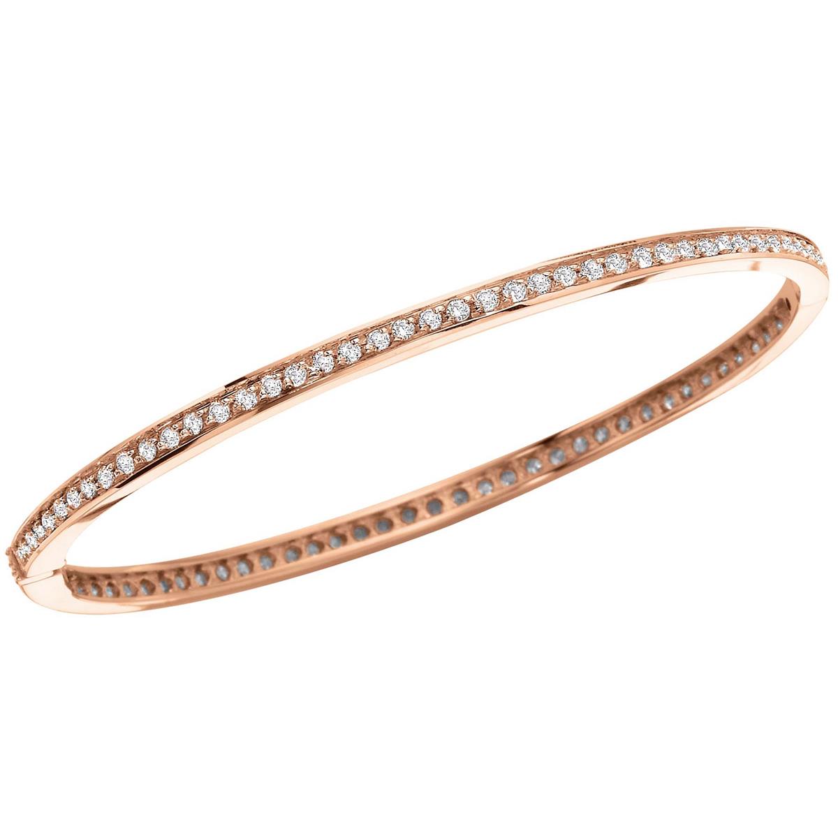 London Collection 14k Rose Gold All Around Diamond Bangle 