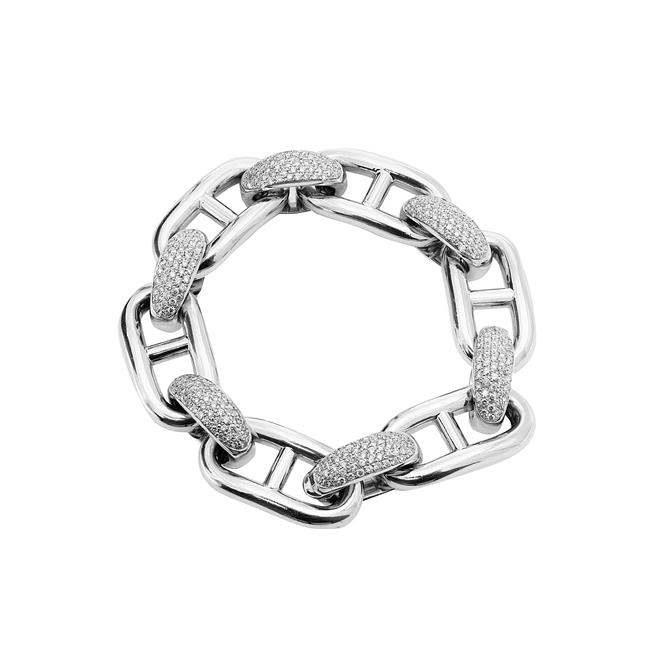 London Collection White Gold Gucci and Diamond Link Bracelet