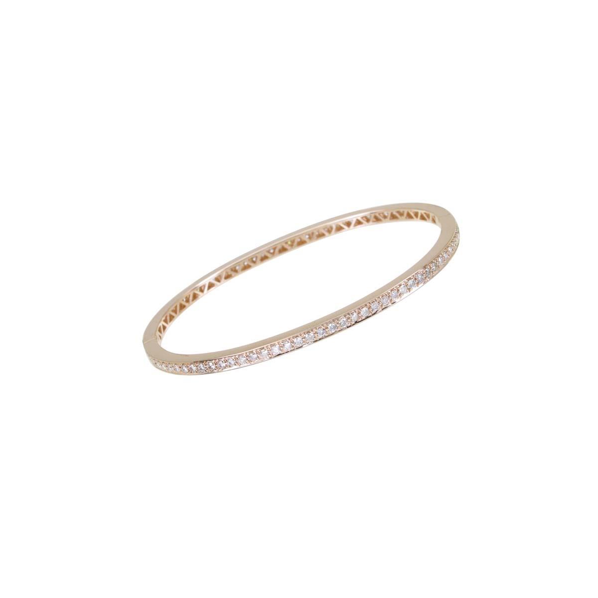London Collection 18k Rose Gold Pave Diamond Inline Bangle Bracelet