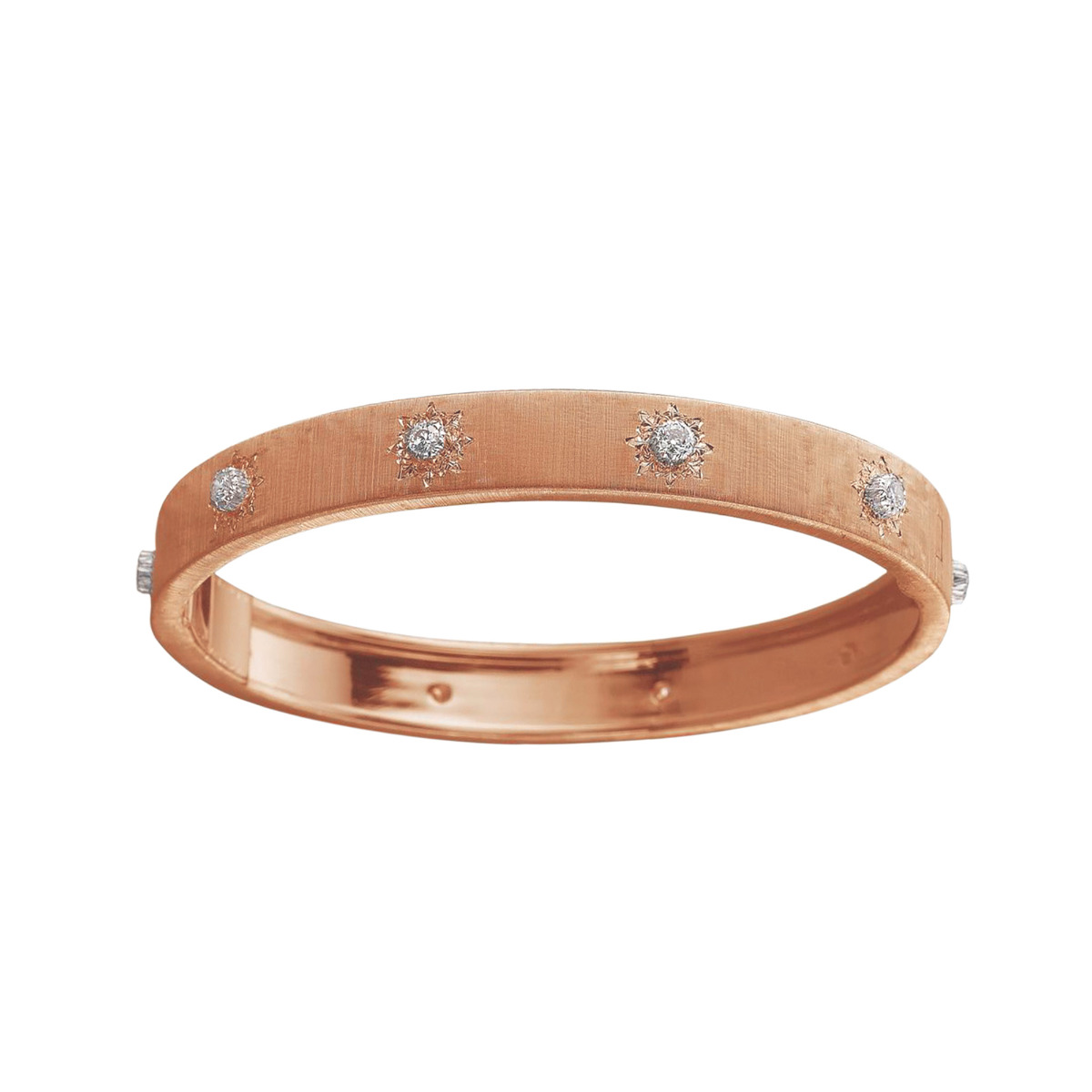 Buccellati Classica 18k Rose Gold Diamond Small Bangle Bracelet