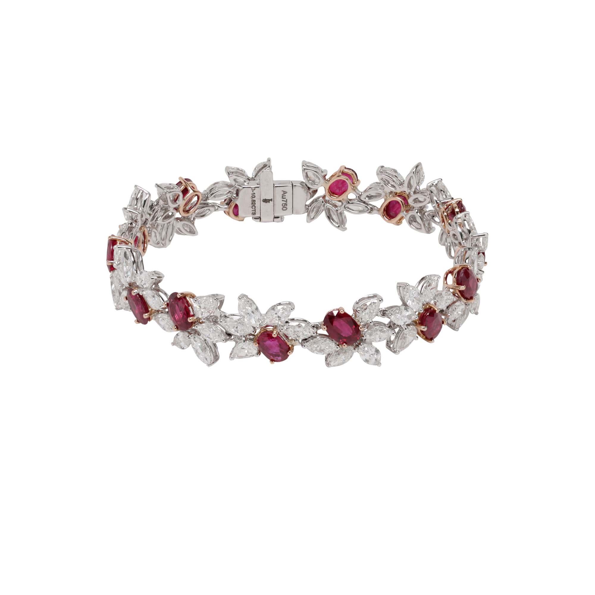 London Collection 18k Diamond and Ruby Flower Bracelet