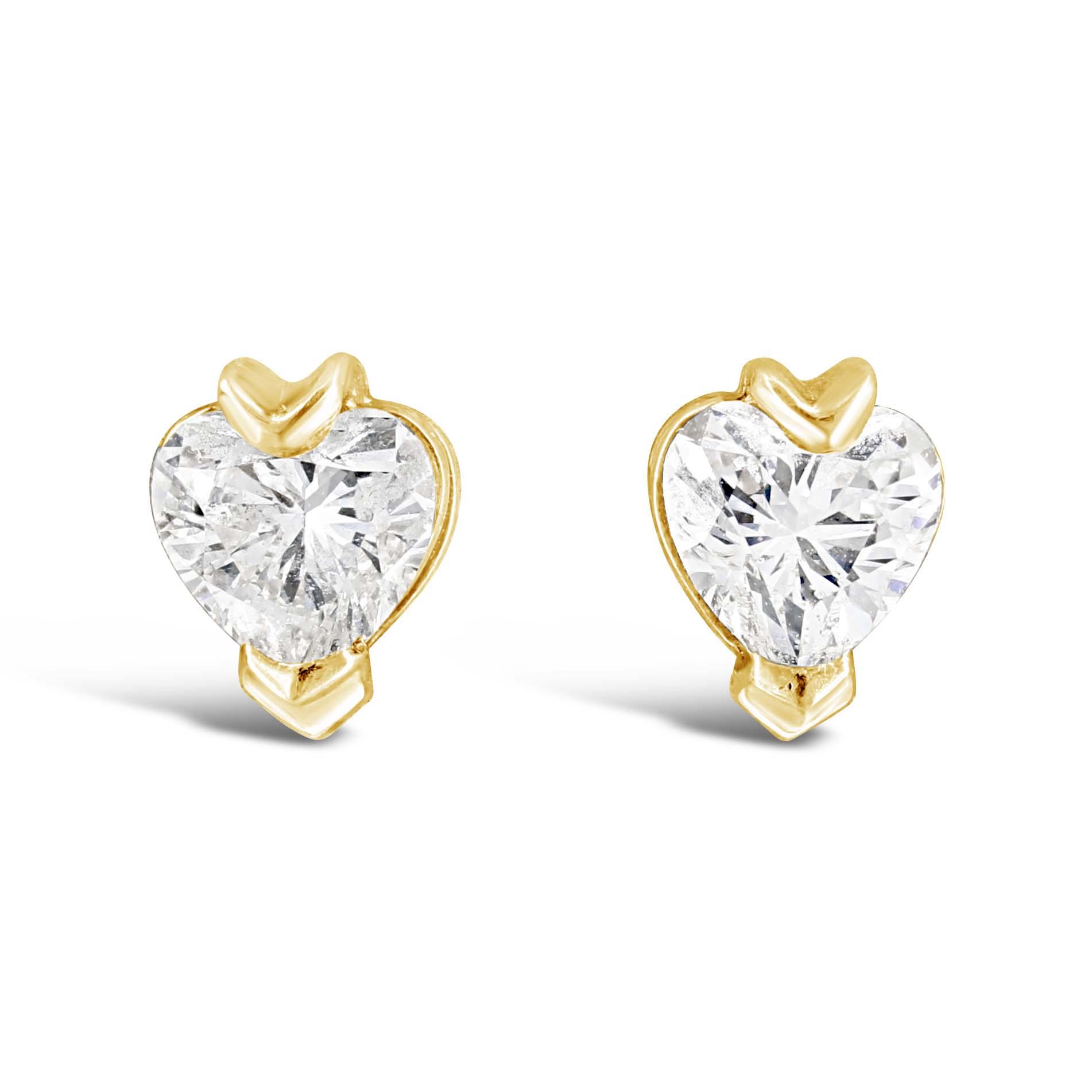 London Collection Diamond Heart 18k Yellow Gold Stud Earrings