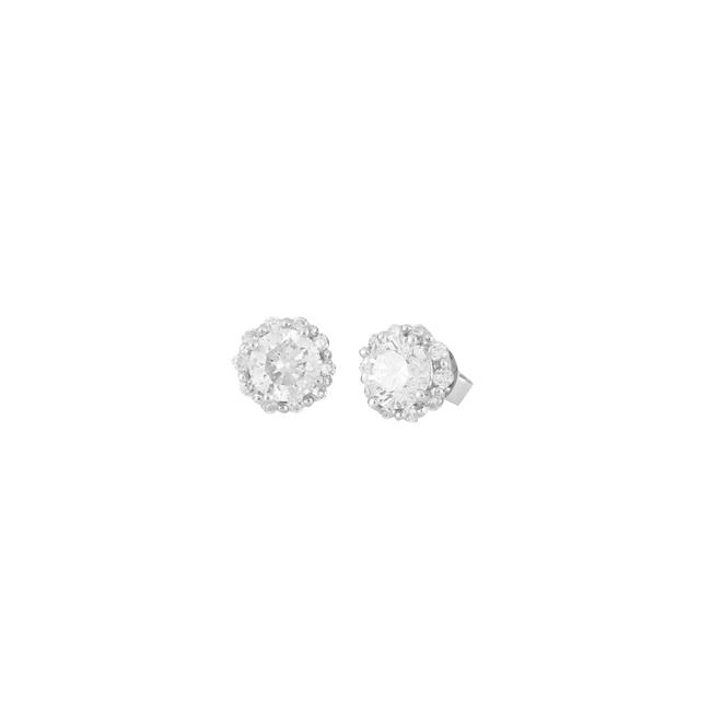 London Collection 18k White Gold Large Diamond Halo Stud Earrings