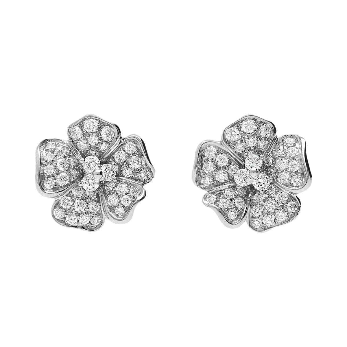 Leo Pizzo 18k White Gold and Diamond Small Flower Earrings