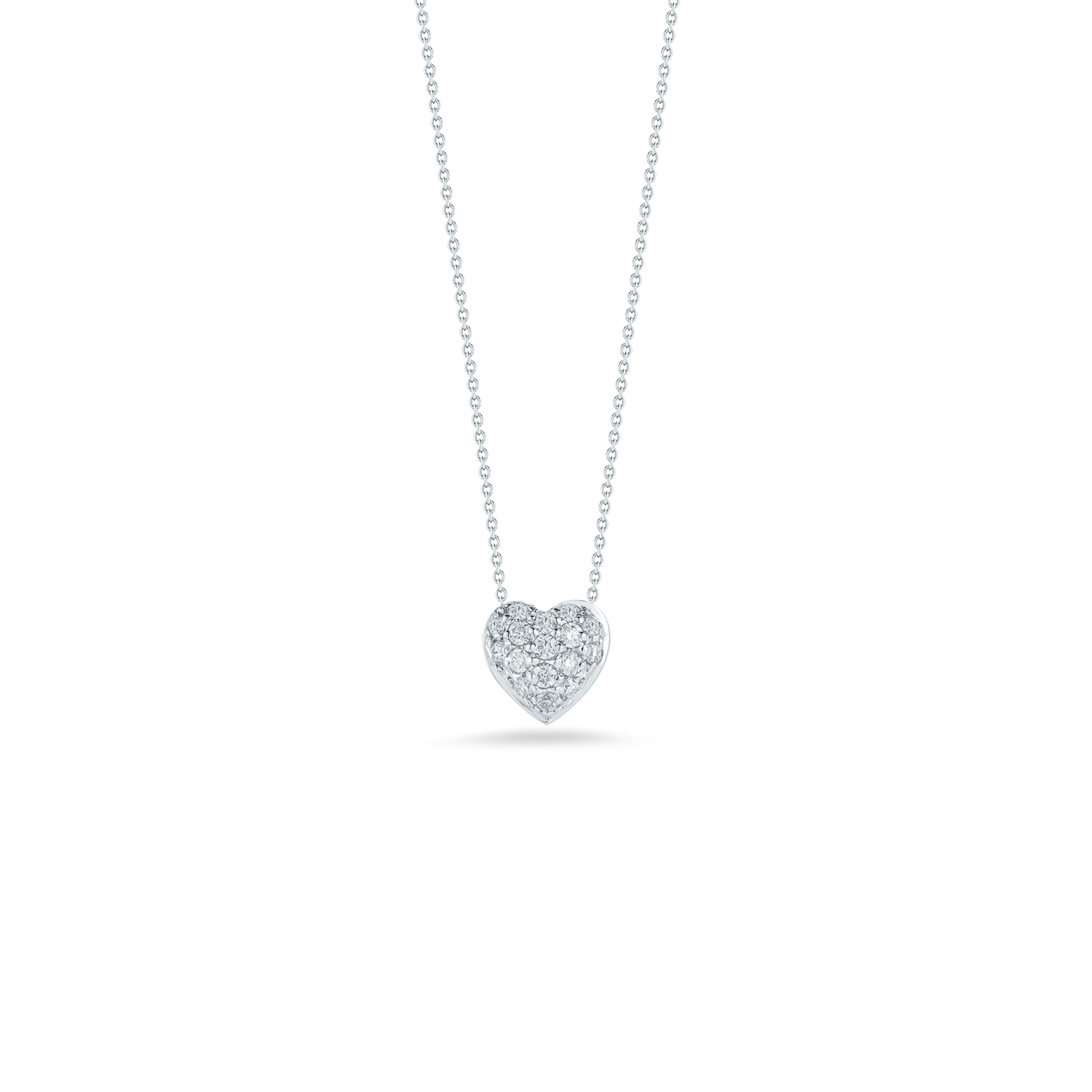 Roberto Coin Tiny Treasures 18K White Gold Puffed Heart Pendant with Diamonds