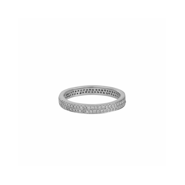 London Collection 18k White Gold Diamond Double Row Slim Band