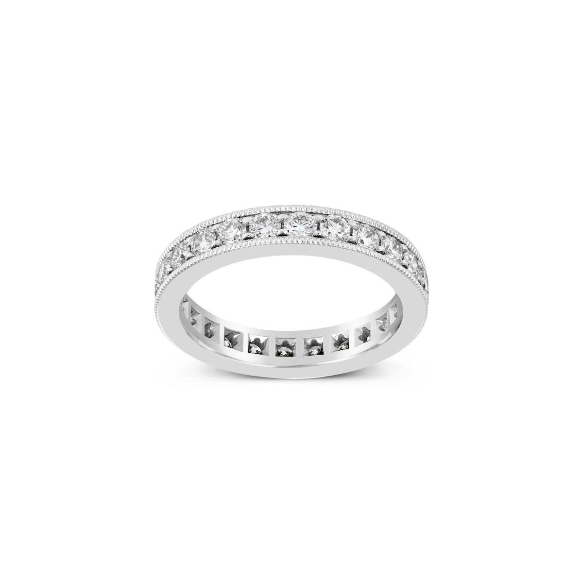 TWO by London 18k White Gold Single Row Medium Diamond Milgrain Eternity Band