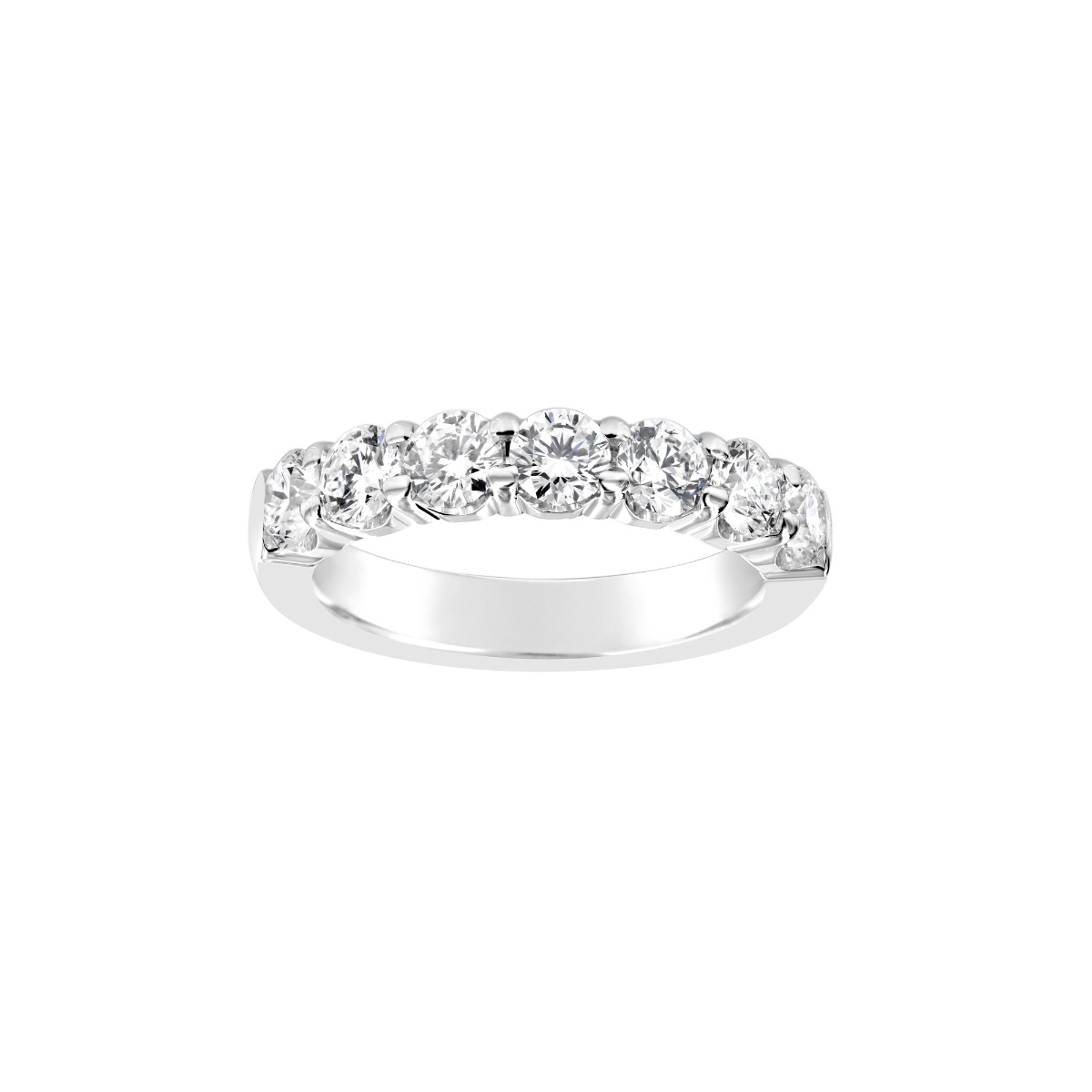 TWO by London Single Row Shared Prong Diamond 18k White Gold Anniversary Band