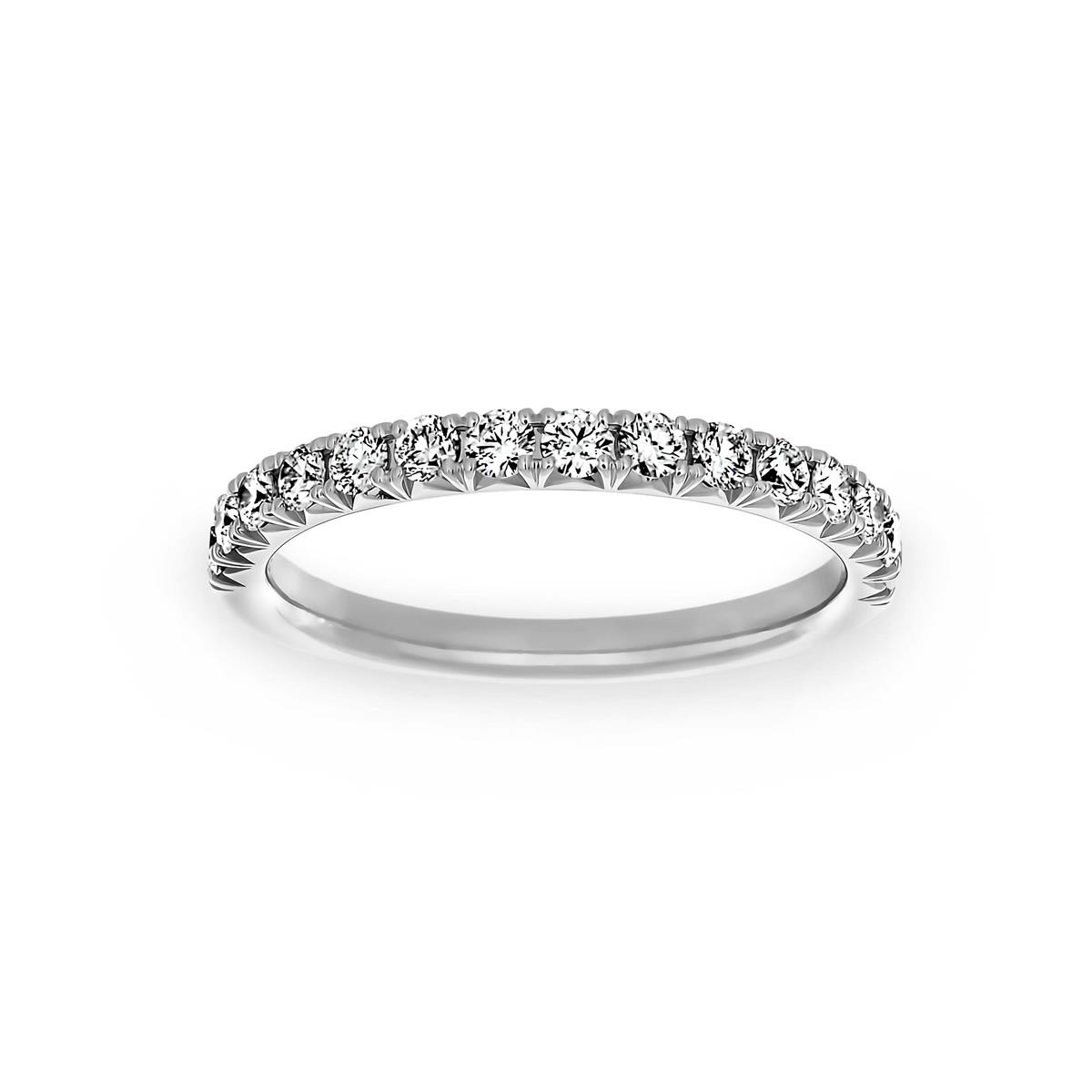 Henri Daussi 18k Prong Set Half Diamond Wedding Band
